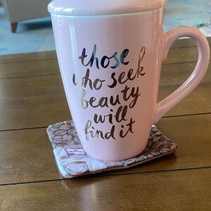 Pink INDIGO Mug With Lid Perfect For Gift With Candy  or Cookies Or Teabags